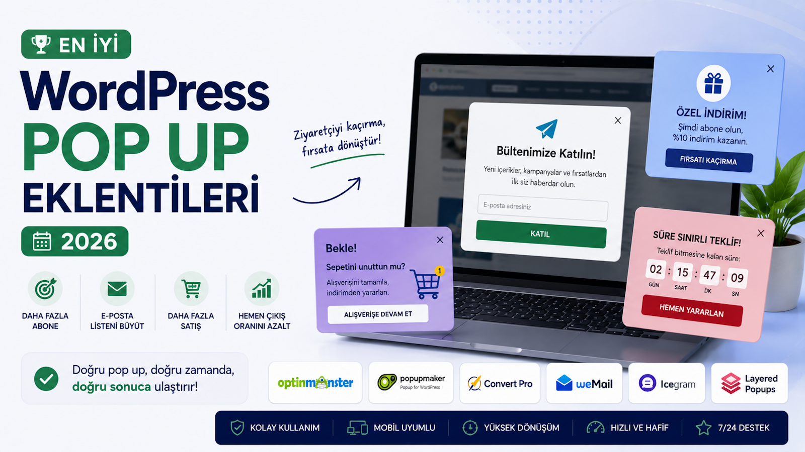En İyi Wordpress Pop Up Eklentileri 2026