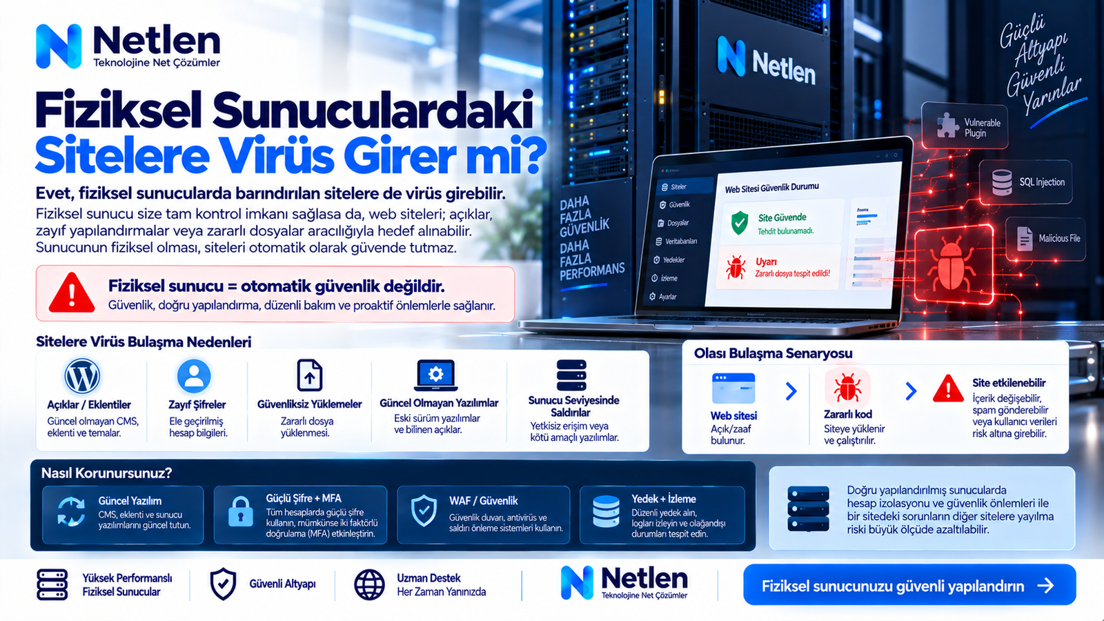 Fiziksel Sunuculardaki Sitelere Virüs Girer mi?