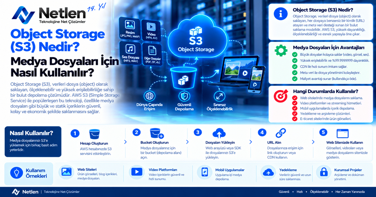 Object Storage (S3) Nedir? Medya Dosyaları İçin Nasıl Kullanılır?