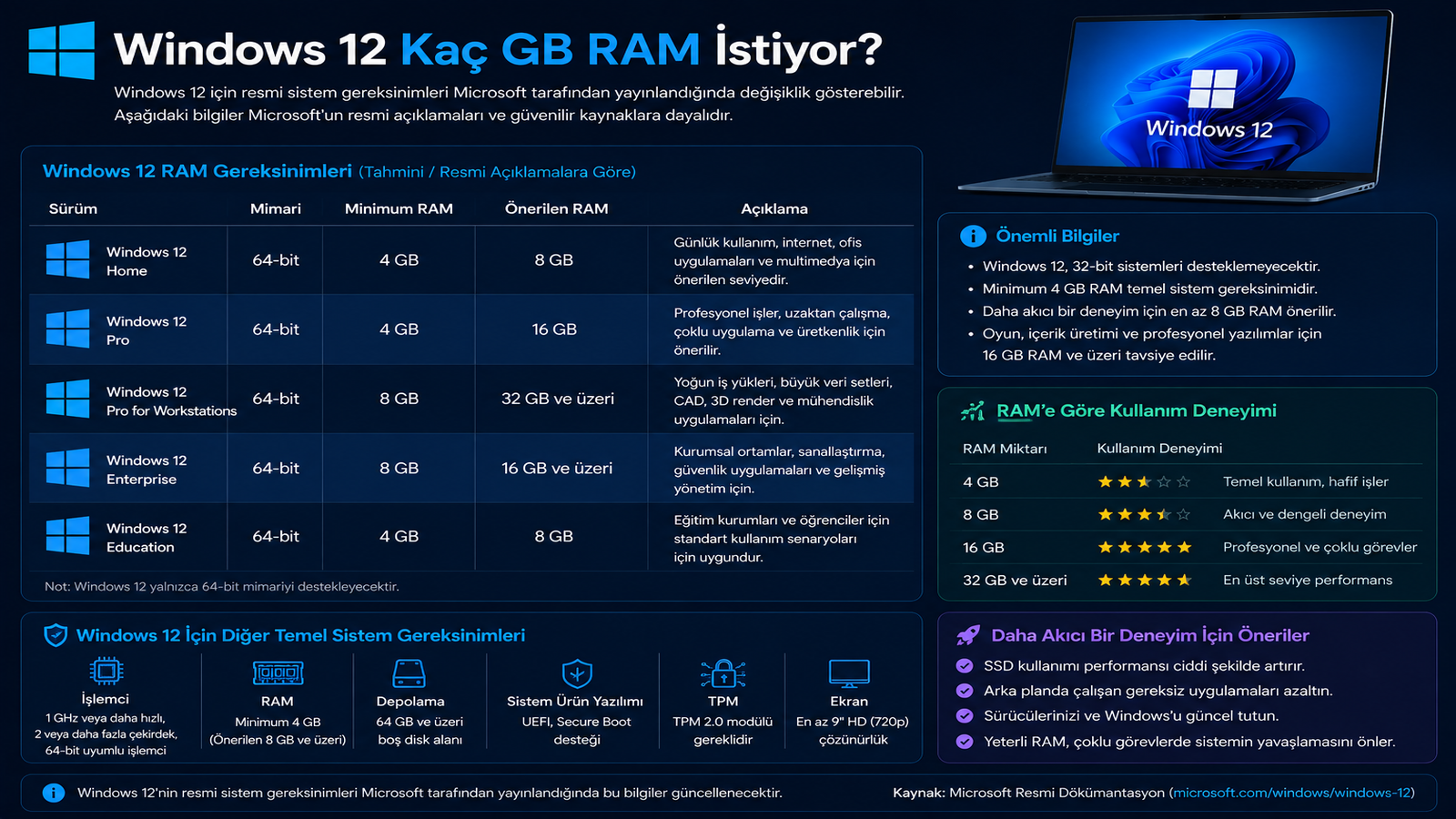 Windows 12 Kaç GB Ram İstiyor?